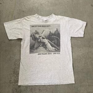 Vintage 90s Take Up Your Cross Daily Follow Jesus Religious T Shirt